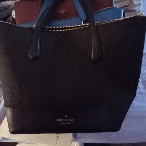 2 kate spade pocketbooks one black and one burgundy!!! 1 coach all blue. - Picture 2 of 4